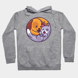 Cute Dog And Cat Cartoon Hoodie